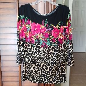 Boston Proper Animal Print Blouse L
